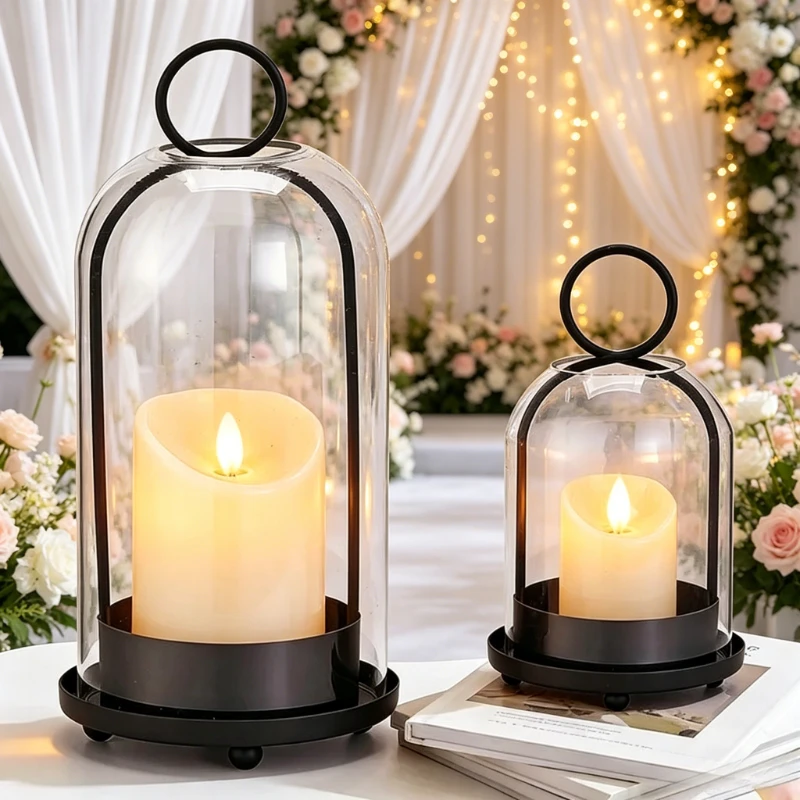 Vintage  Glass Candle Holder, Xmas Tabletop & Hanging Lantern, Multi-Purpose Decor Vase for Home Christmas Wedding Party