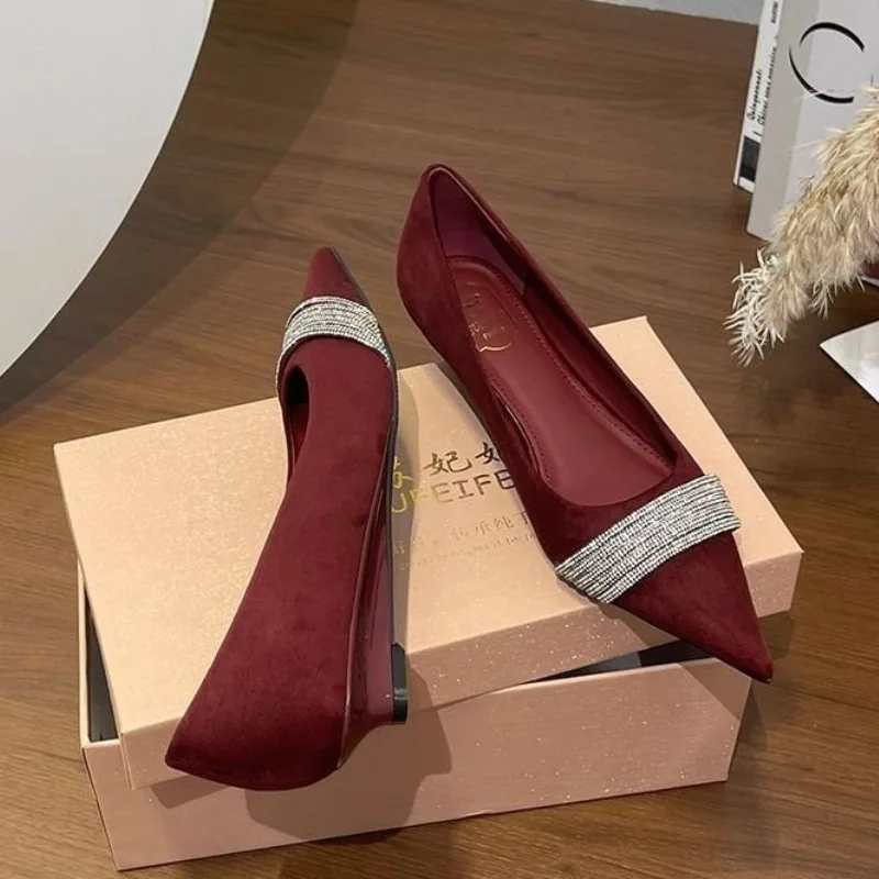 

Rhinestone Brand Luxury Heels Summer Fashion Pointed Toe Shallow Women Pumps Elegant Wedding Bridal Shoes for Ladies