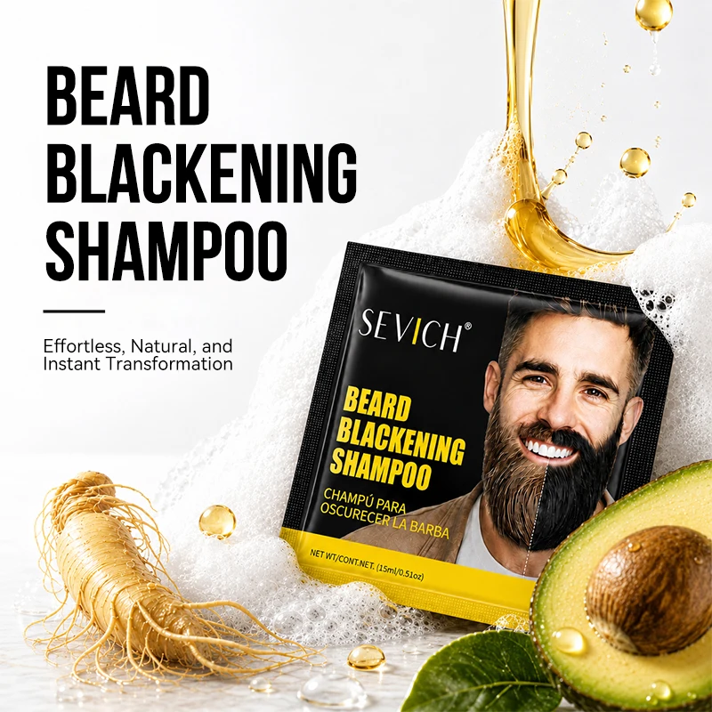 Sevich Beard Blackening Shampoo Beard Care Product Beard Hair Color 5 Minutes Instant  White Grey Beard Hair Cover Long-Lasting
