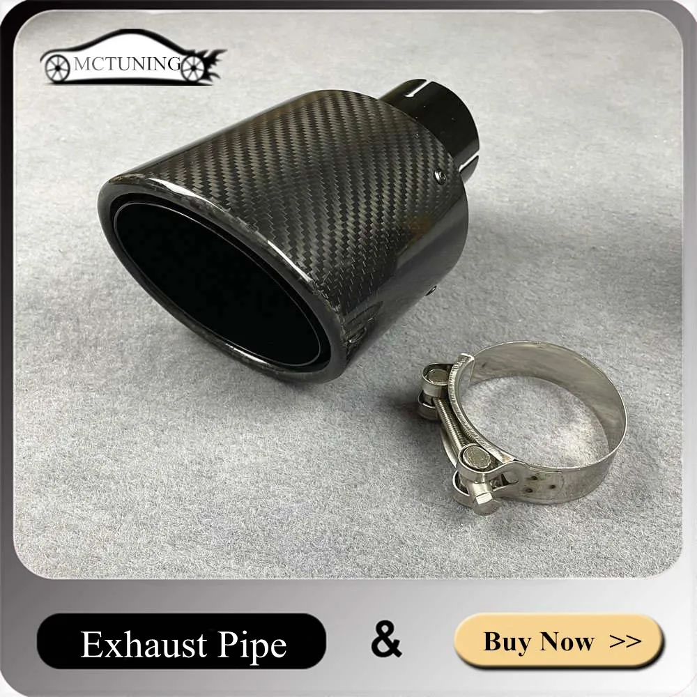 

1 Pc Glossy Black Exhaust Pipe Muffler Tip Outlet 105/115/130MM Carbon Fiber Stainless Steel Tailpipe Tail Throat Rear Nozzles