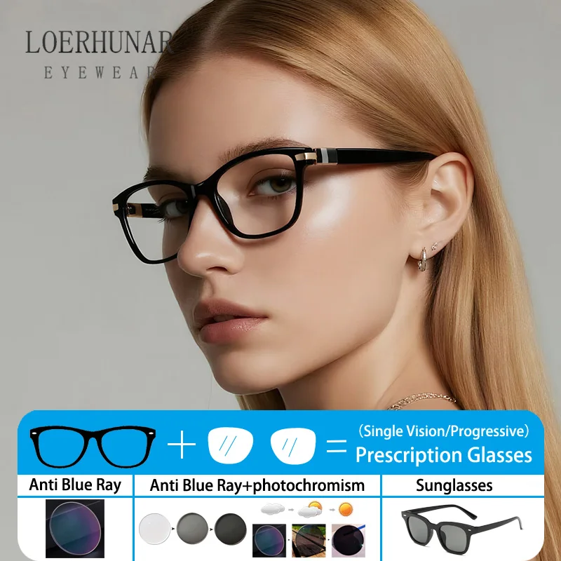 

Fashionable Simple Cat Eyes Acetate Fiber Colors Eyeframe Women's Optical Prescription Customized Myopia Anti Blue Light Glasses