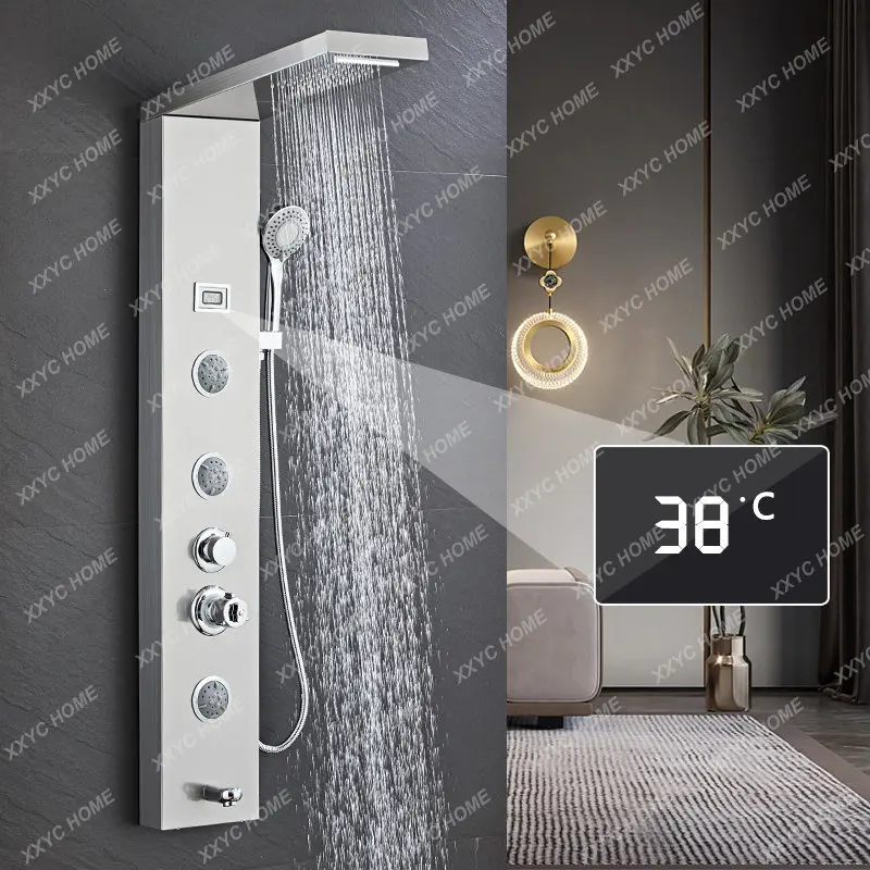 

Household Digital Display Constant Temperature Bathroom Rain Pressurized Bath Column Copper Nozzle