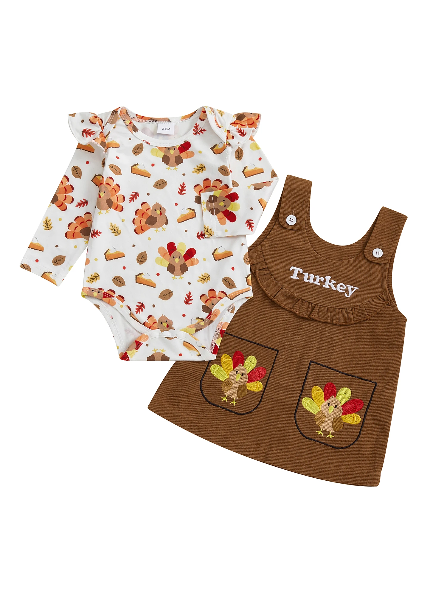

Toddler Girls Outfit Short Sleeve Pumpkin Print Bodysuit with Ruffle Skirt Halloween Costume Set for Baby Girls