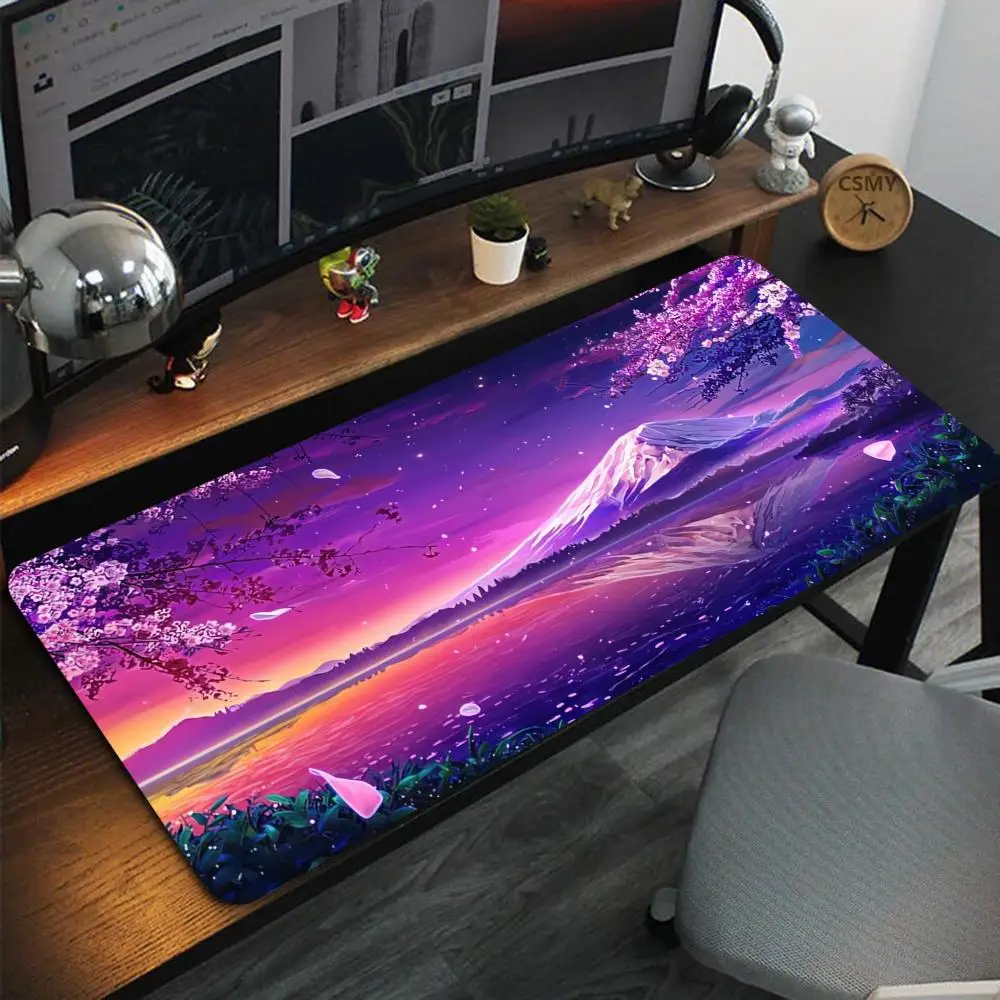 Purple Galaxy Starry Sky Large Mouse Pad - Cosmic Nebula Aesthetic Desk Mat, Durable Non-Slip Extended Mousepad for Gamer