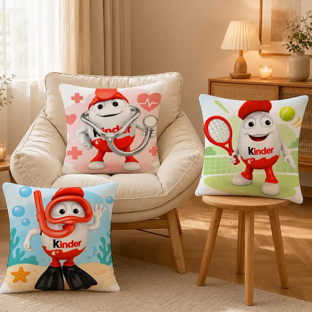 Chocolate Kinder Cute Retro Cushion Cover Personalized Short Plush Soft Bedroom Sofa Home Decor Gift