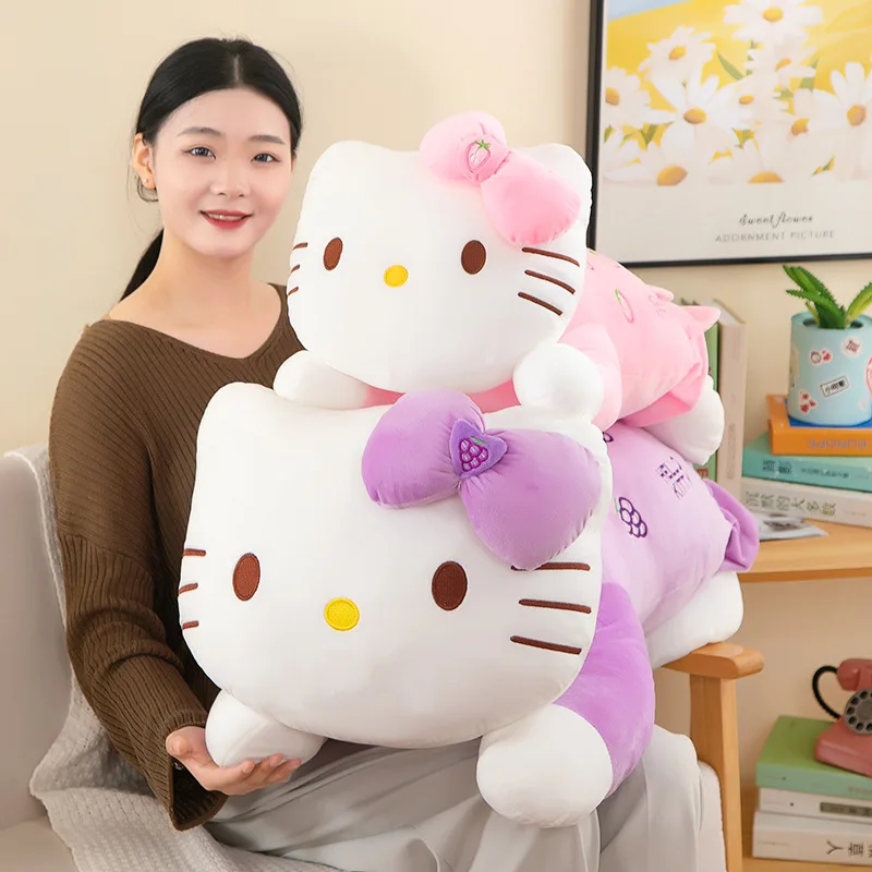 Sanrio 80CM Big Size Hello Kitty Frutta Modellazione Anime Peluche Ripiene Doll Decorazione della stanza Peluche Cuscino Peluche Ornamenti Regali