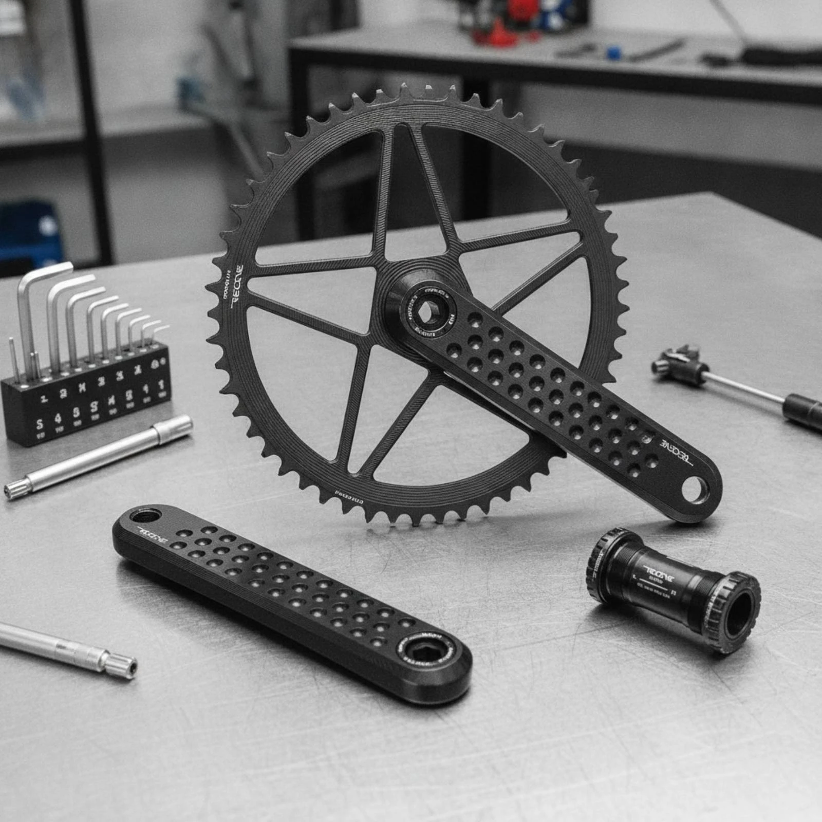 Folding Bike Crankset Lightweight Crankset with Bottom Bracket Crank Arm Set Stiffer Components Sleek for Cyclists