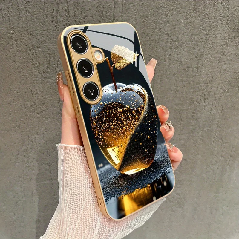 Jinsha Fruit Pattern Electroplated Glass Phone Case for Samsung Galaxy S26 S25 S24 S23 S22 S20 FE/Ultra/Plus anti drop Cover