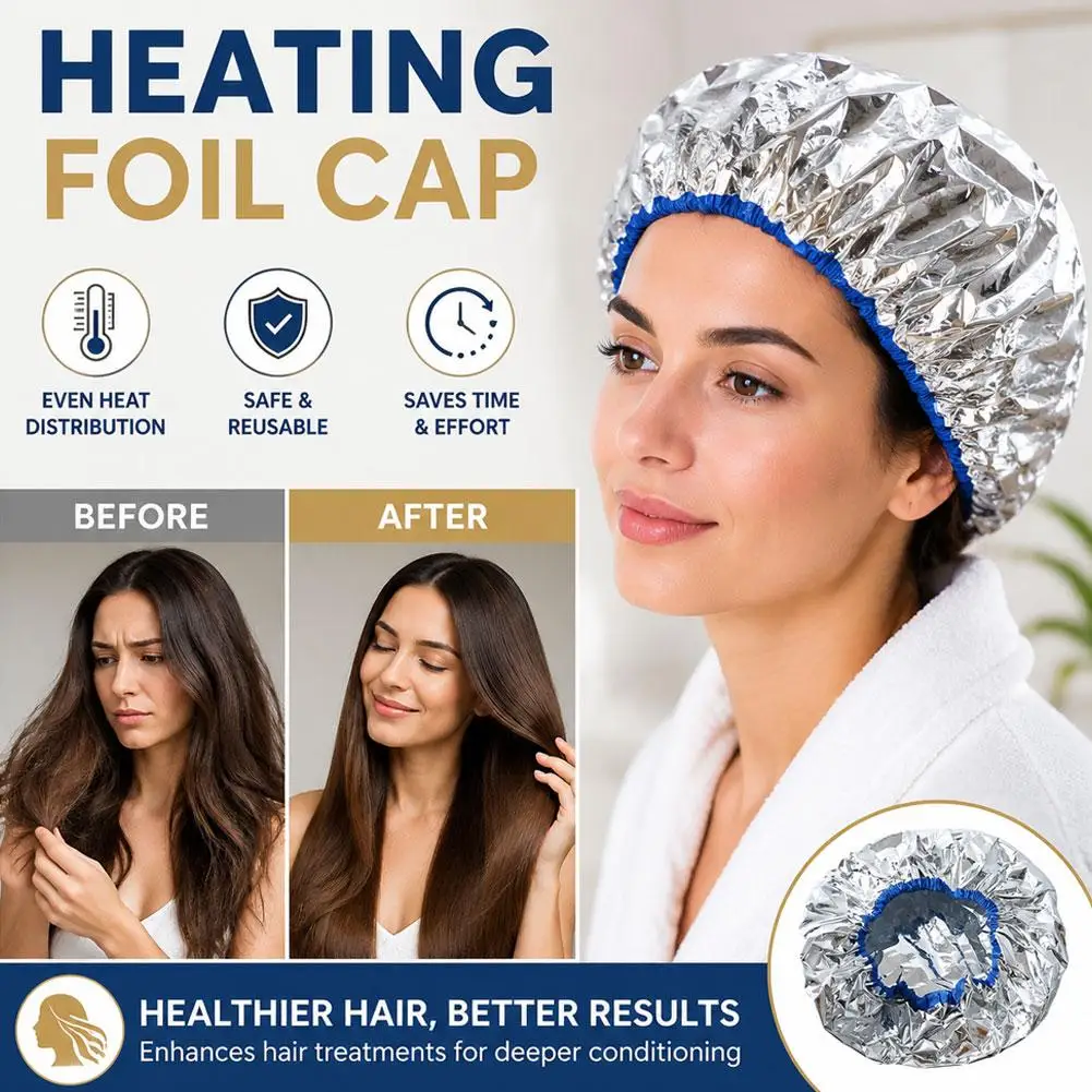 1/3pcs Tin Foil Heated Shower Cap For Deep Conditioning For Hair Elastic Portable Waterproof Hairdressing Caps For Salon Home