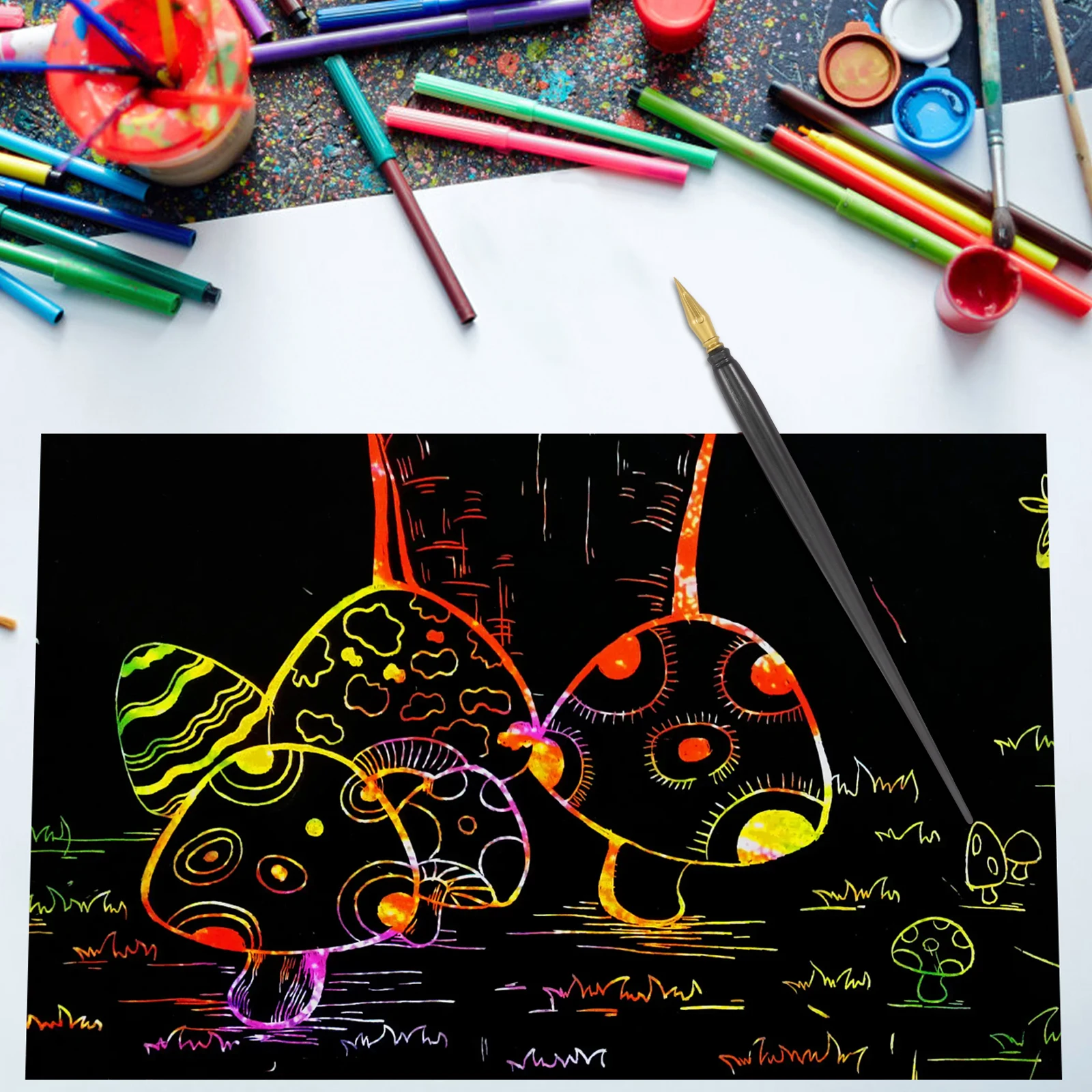 8pcs Scraping Drawing Pens Metallic Finish Precision Tip For Diy Art Crafts Kids Sketching Tools Craft Supplies