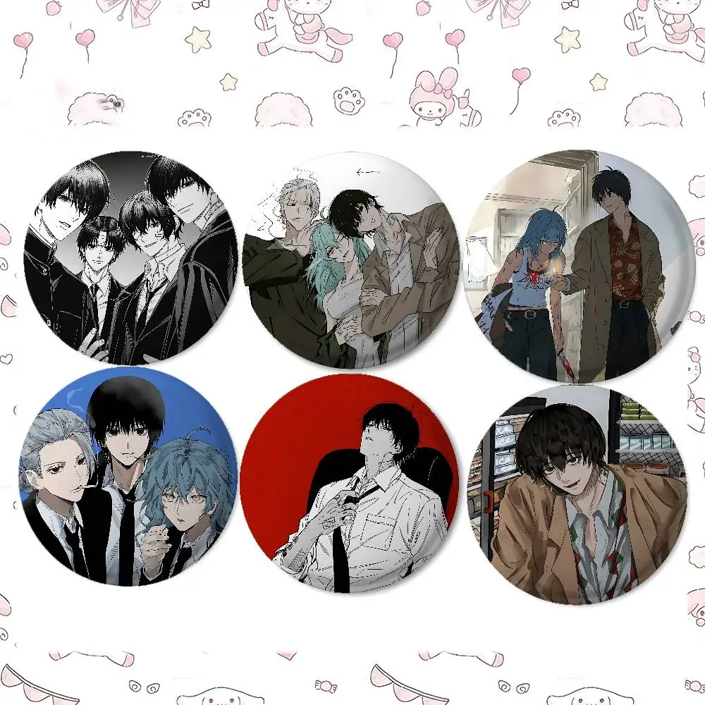 S-SAKAMOTO DAYS Badges Tinplate Soft Button Pin Brooch Metal Badge Custom Jewelry Accessories Hat Bag Lapel