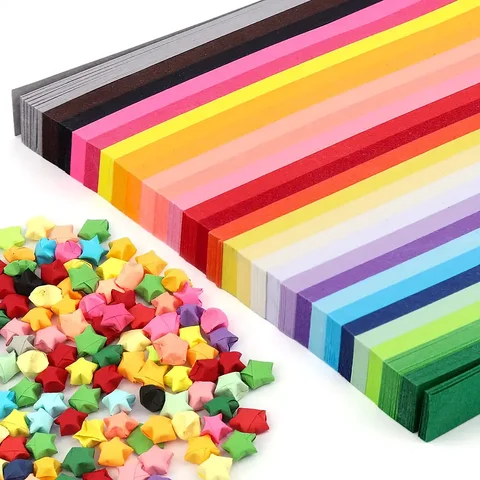 Bilashmart 1030sheets Double-Sided Origami Star Paper Set in 27 Vibrant Random Colors Perfect for Handmade Lucky Star Decor DIY Art Craft