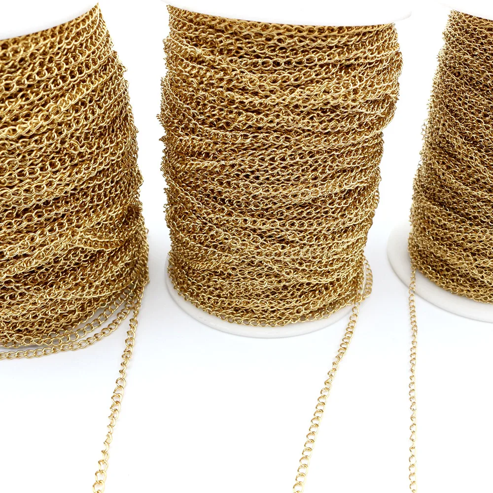5 Meters/Lot Never Fade Stainless Steel Gold Necklace Chains Bulk For DIY Jewelry Findings Making Materials Handmade Supplies