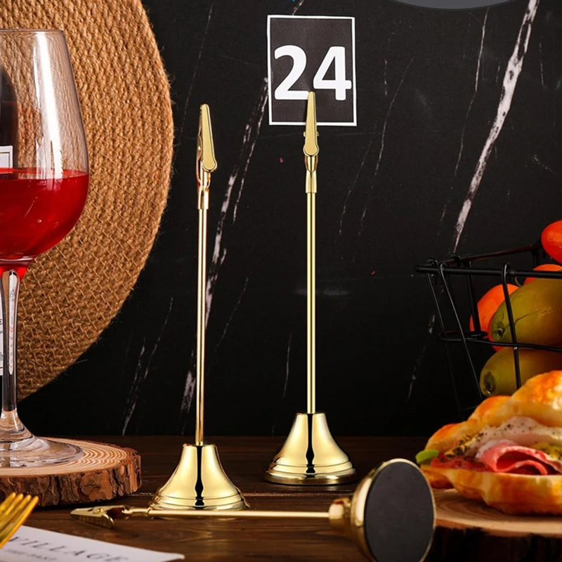 12Pcs Table Number Holders 9 Inch Place Card Holder With Alligator Clip Metal Table Card Holders Table Number Stands