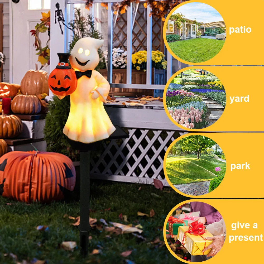Decoración de fiesta al aire libre Halloween fantasmas camino luz impermeable al aire libre calabaza estaca lámpara para jardín patio camino