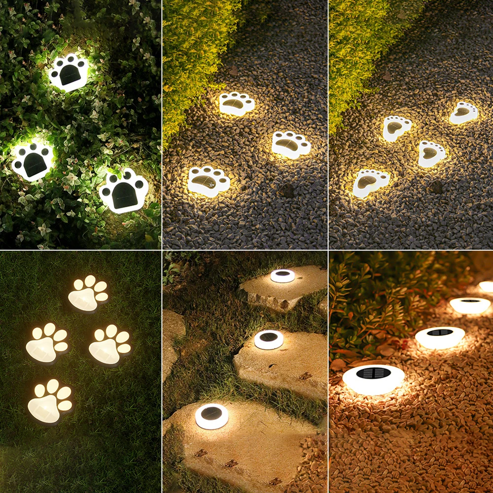 Outdoor waterproof underground solar lamps for gardens,lawns,and courtyards-embedded solar LED lamps with paw prints
