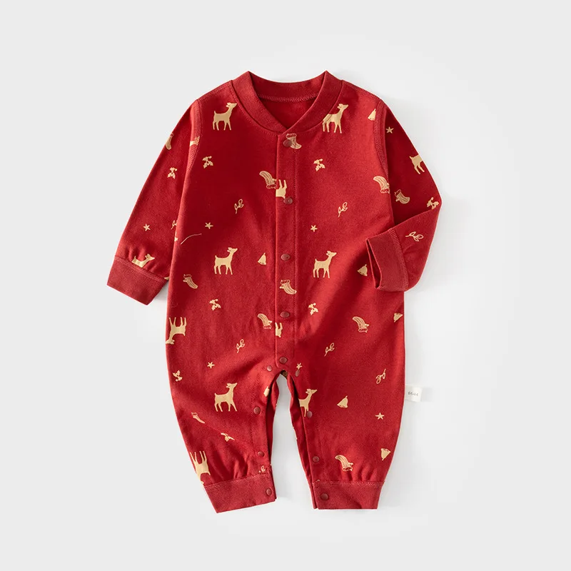 Baby-Strampler Vollmond Neugeborenen Nahtloser Frühling und Herbst Reiner Baumwoll-Romper für Jungen und Mädchen Neugeborenen-Neujahrsgruß-Strampler
