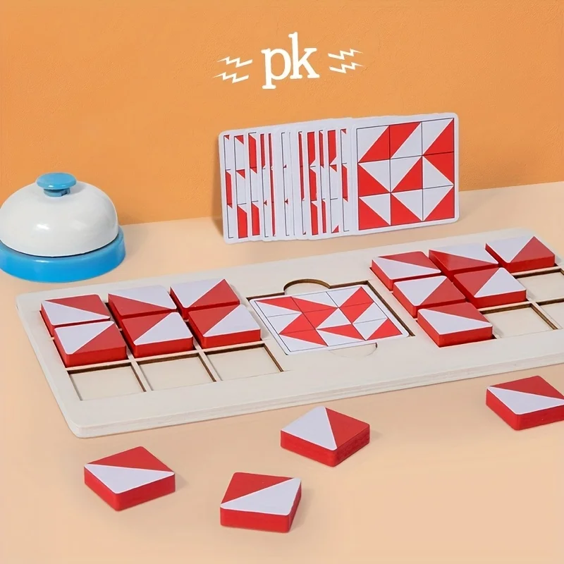 Quebra-cabeça de jogo de batalha de madeira para 2 jogadores, pilha educacional e classificação bloco de construção cérebro teasers brinquedo para pai-filho interativo
