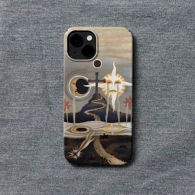 لوحة زيتية صفراء: حافظة هاتف The Path of The Sun لهاتف IPHONE 17 Air 16E 15 PROMAX 14 Plus 13 12 MINI 11 XR غطاء هاتف أكريليك #2