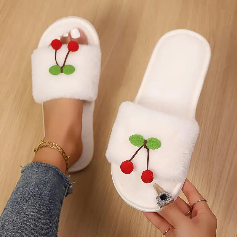 Niedliche Erdbeer-Plüsch-Hausschuhe für Damen, Winter 2026, Weiche Flauschige Plüsch-Innenschuhe, Komfortable Weiche Sohle, Warme Schuhe, Größe 45 – Detail 5