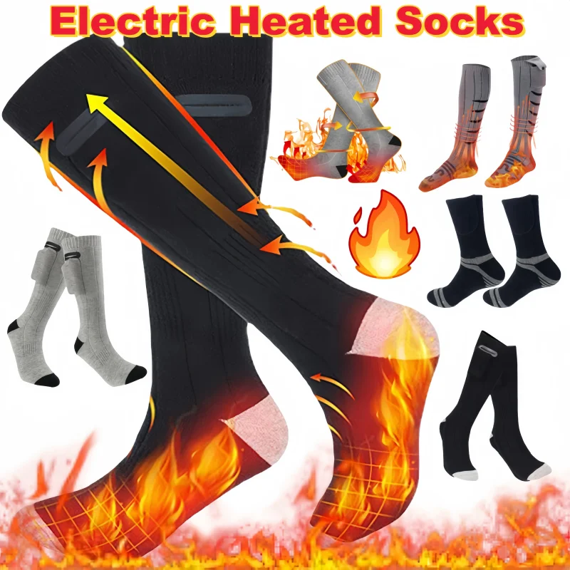 Chaussettes chauffantes électriques, 3 modes, rechargeables, anti-froid, chauffe-pieds thermique pour le camping en plein air, le ski, le sport, l'hiver (sans batterie)