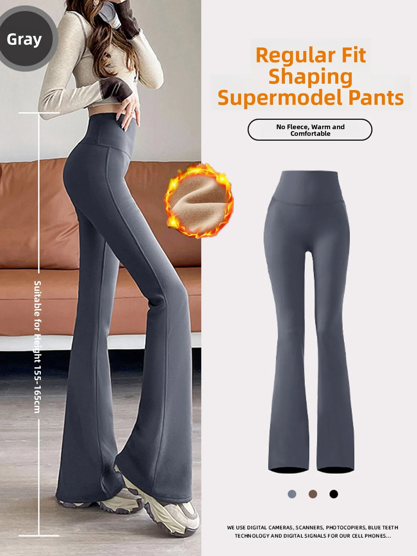 

ay Fce Lined Flared Yoga Pants High Waist Thiened Warm Base Layer Slimming Elastic Bell Bot for Women