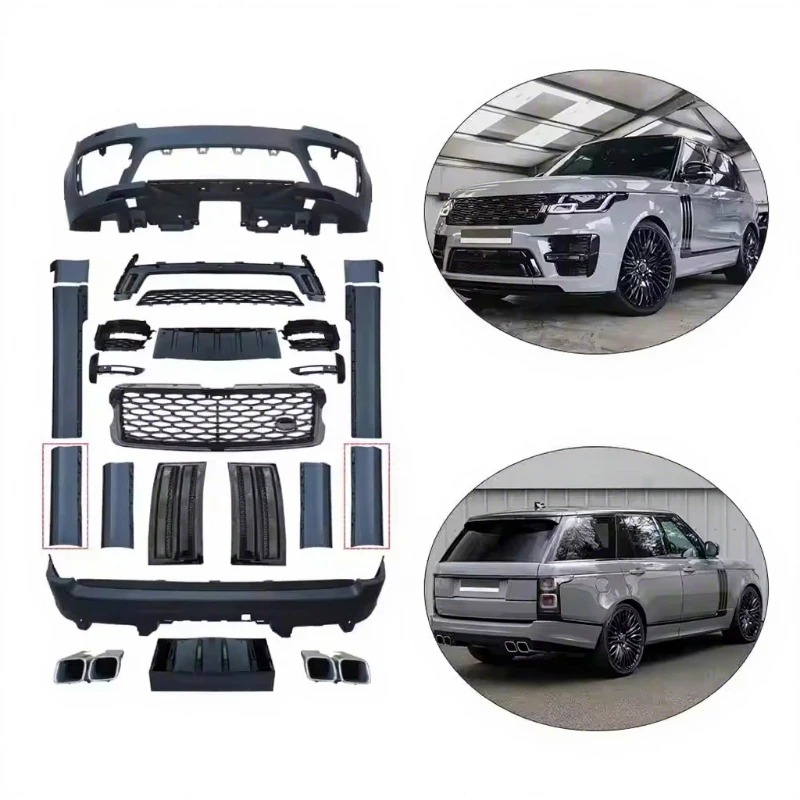 

Подходит для Land Range Rover L405 2018-2022, комплект обвеса в стиле SVO с решеткой радиатора, передним бампером и боковыми порогами.