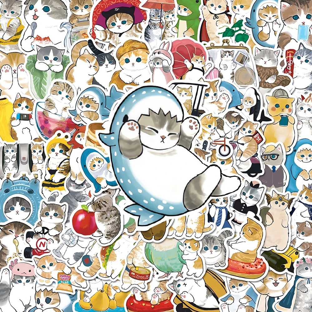 10/50/100/200pcs Funny Cat MEME Graffiti Stickers Cute Cartoon Kitten Decals DIY Notebook Phone Kawaii Animal Sticker Toys Gifts