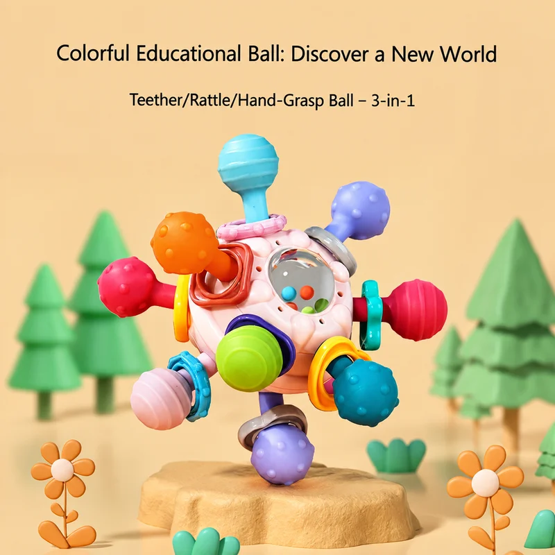 Silicone ball sensory training toy  washable and chewable  adhesive hand shaking  interactive educational grip toy  daily use