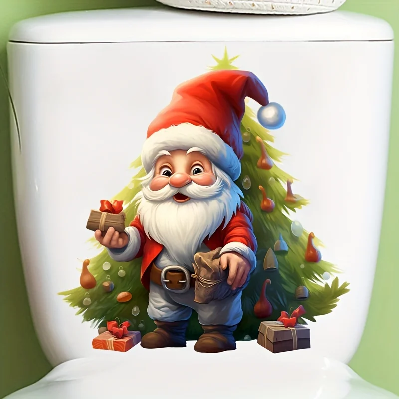 Jolly Santa Claus Wall Stickers Festive Christmas Decorations Bathroom Toilet Decor Home Decoration Decals Stickers M1030