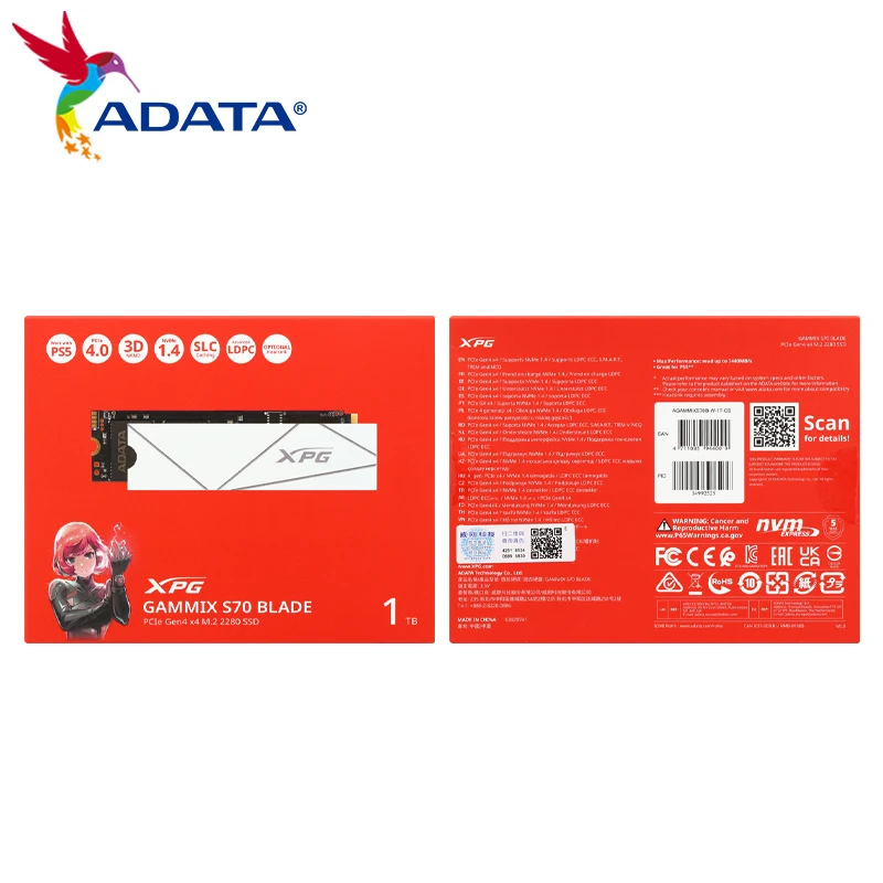 Imagem -05 - Adata-unidade de Estado Sólido para Laptop Desktop Disco Rígido pc Ps5 S70b Xpg Gammix Gen4x4 1tb M.2 2280 4tb Ssd 2tb