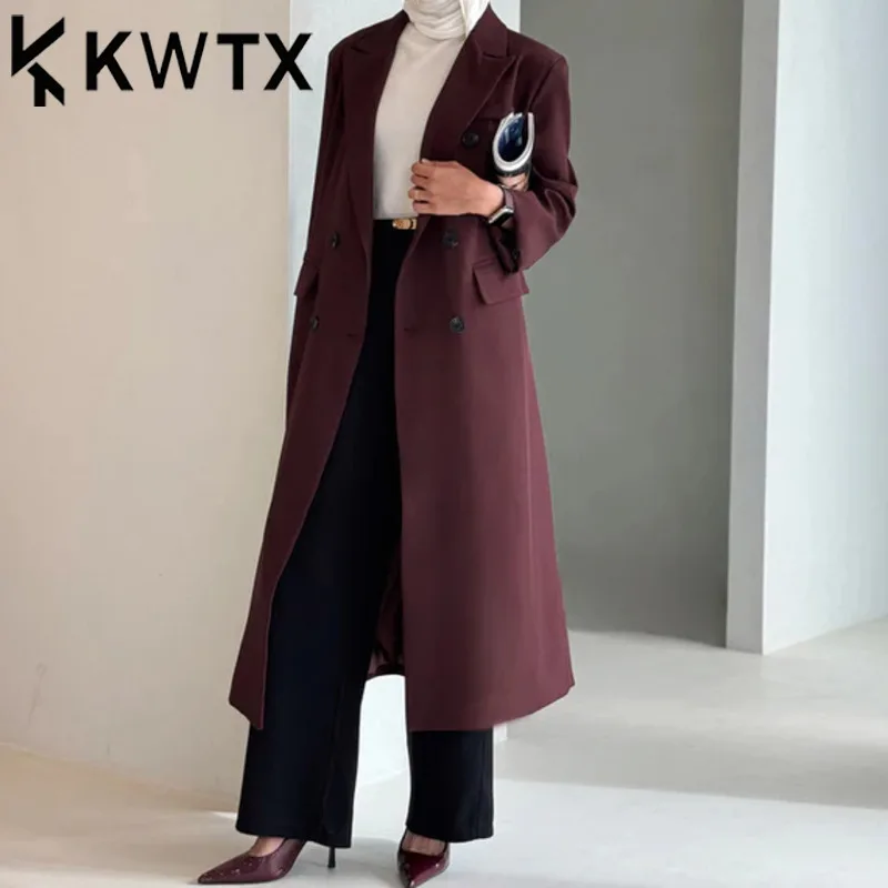 

KWTX Lightweight Summer Trench Coat Women's - Long Casual Jacket Beachwear Kuwait Style Elegant Luxurious Cover Up