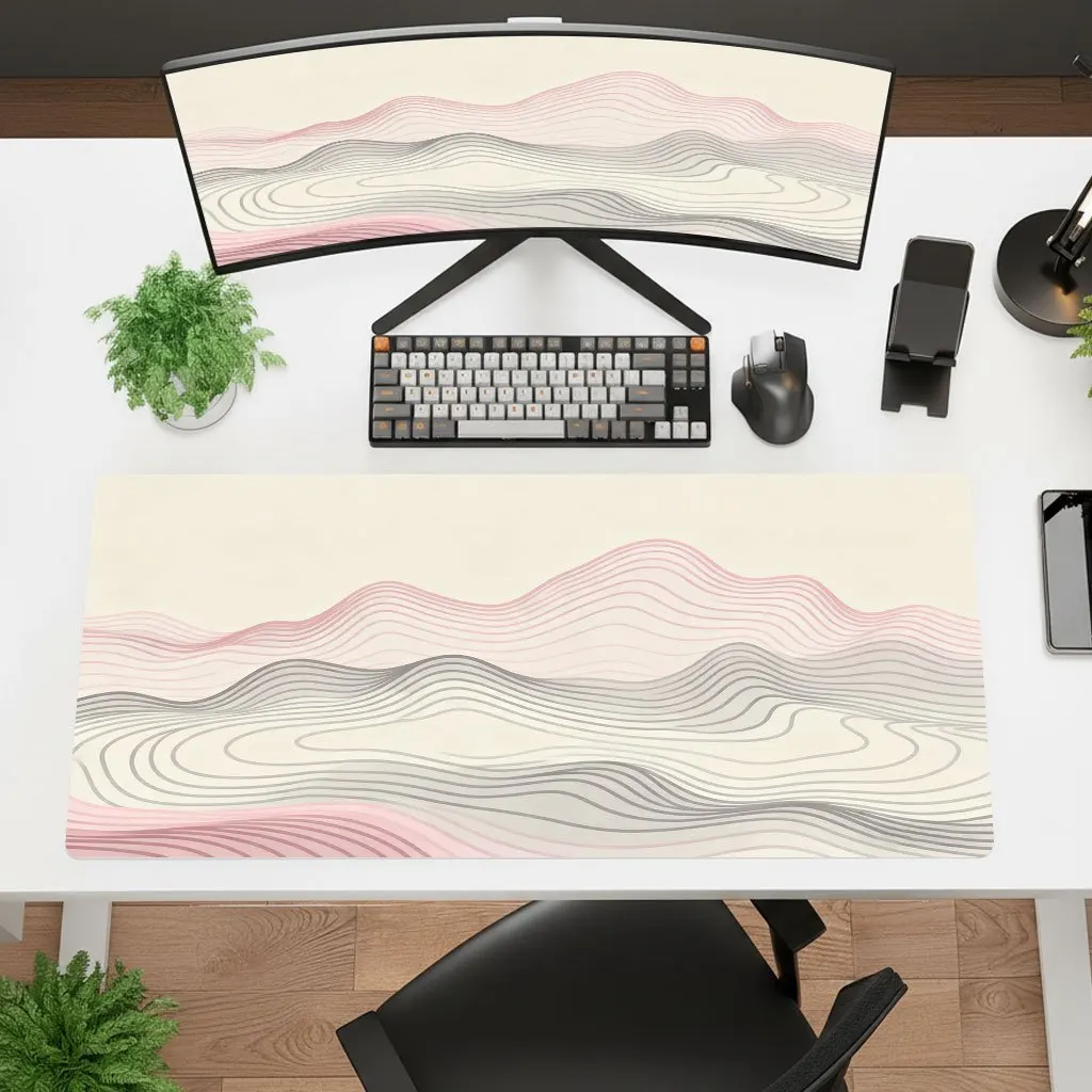 Brand Mountain Contour Line Geometric Mouse Pad Ultra HD Desk Mat Non-Slip Rubber Washable Gaming Office Laptop Dynamic Art