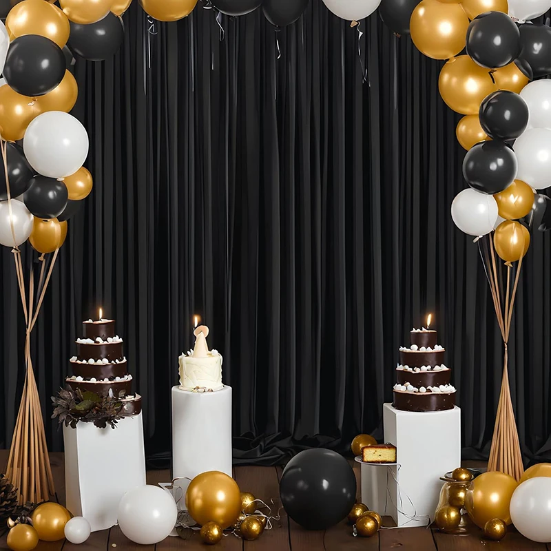 1 Panel Wrinkle Free Black Backdrop Curtain 5FTX10FT for Photo Photography Drapes Birthday Wedding Parties Christmas Stage Decor