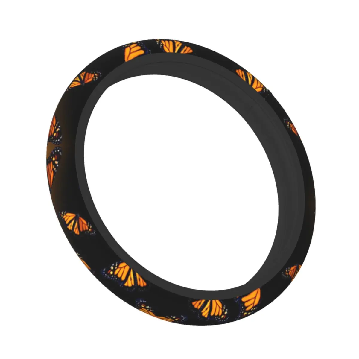 37-38 Steering Wheel Covers Orange Monarch Butterflys Universal Art Braid On The Steering Wheel Cover Suitable Car Accessories