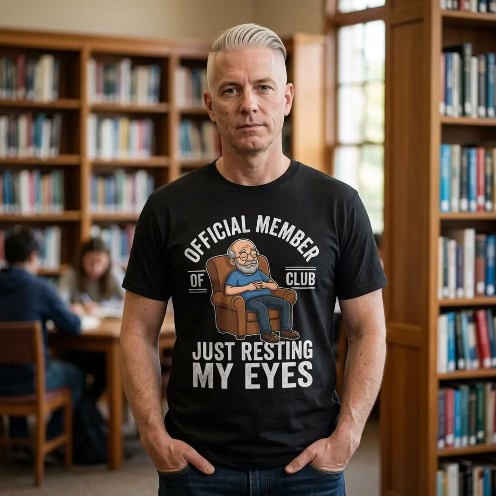 Official Member Club Resting My Eyes T Shirt Funny Father's Day Humorous Dad Nap Time Top vintage Washed Stylish Slightly
