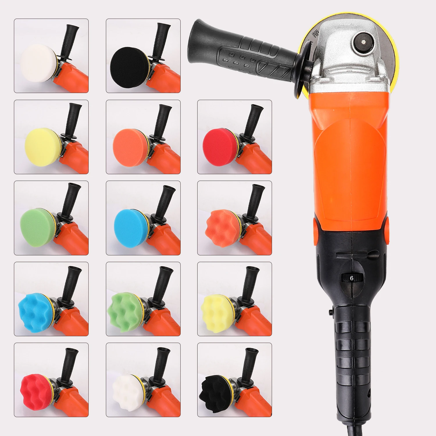 1200W 220V Adjustable Speed Car Electric Polisher Waxing Machine Automobile Furniture Polishing Tool 6 Gear Speed Adjustable