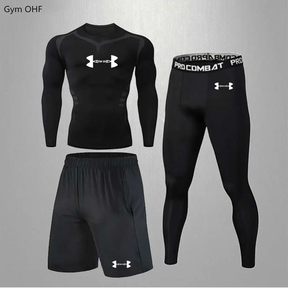 Men Sportswear Compression Suits Quick Dry Clothes Sports Joggers Training Gym Fitness Tracksuits Mens Running Set Rashguard