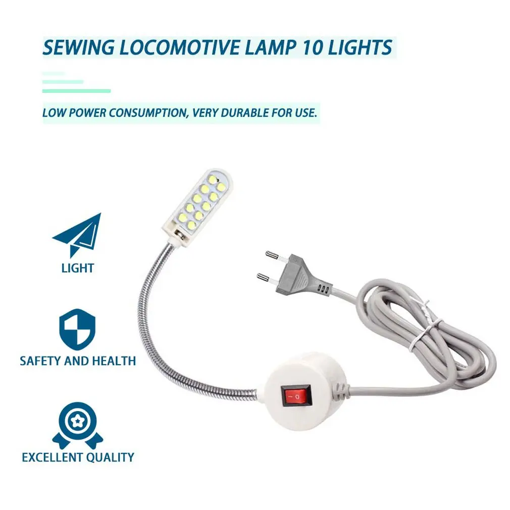 Portable Sewing Machine Light 10 LED Multifunctional Flexible Work Light Magnetic Base Gooseneck Lamp for Industrial Lighting