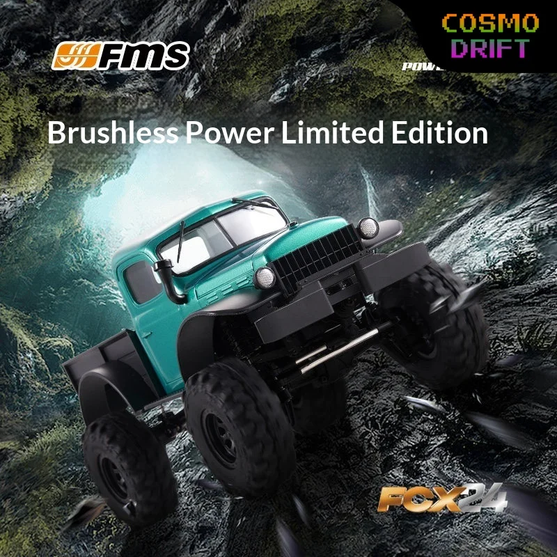 FMS 1/24 FCX24 Power Wagon Green Outrunner Brushless RC Rock Crawler Pickup Truck — радиоуправляемый внедорожный пикап-краулер, модель для хобби.