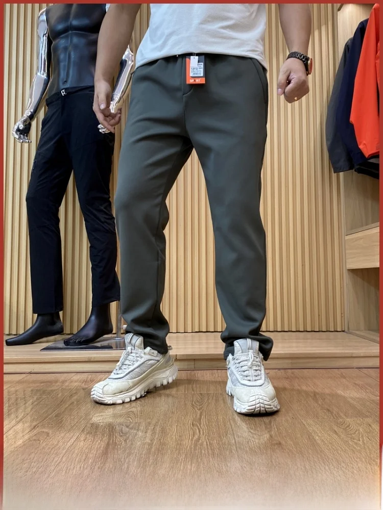 

Heavyweight Recommended Men's Casual Pants Wool Silk Windproof Outdoor Autumn Winter Warm Fce Lined Straight Leg Trousers