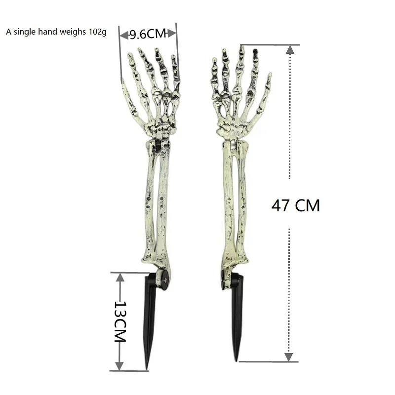 Halloween Skull Skeleton Head Realistic Human Hand Arms for Halloween Party Home Garden Lawn Decor Haunted House Horror Props