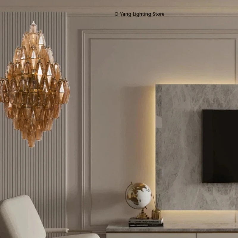 2026 Amber Glass Wall Lamp Large Home Decor Living Room Aisle Lighting Background Indoor Wall Light Including Light Bulbs