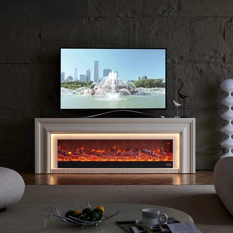 

Customized 2-meter French Fireplace TV Cabinet, Cream Wind Fireplace Rack, Simulated Fire Electronic Fireplace Core