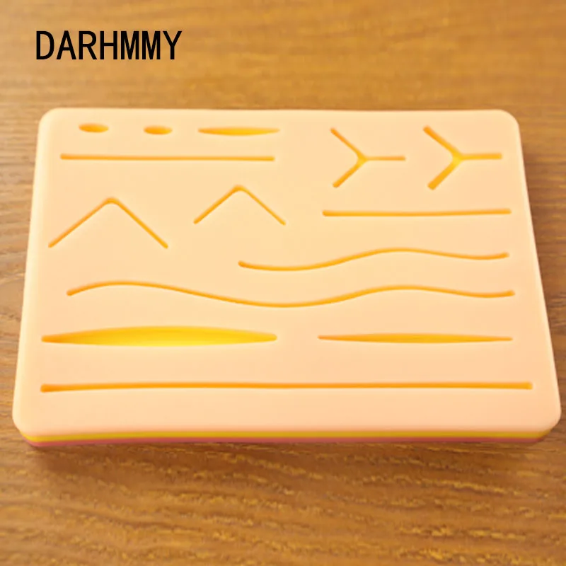 DARHMMY Medical Silicone Suture Practice Pad, Skin Suture Kit Training Model, Surgical Suture Pad, Human Traumatic Skin Model