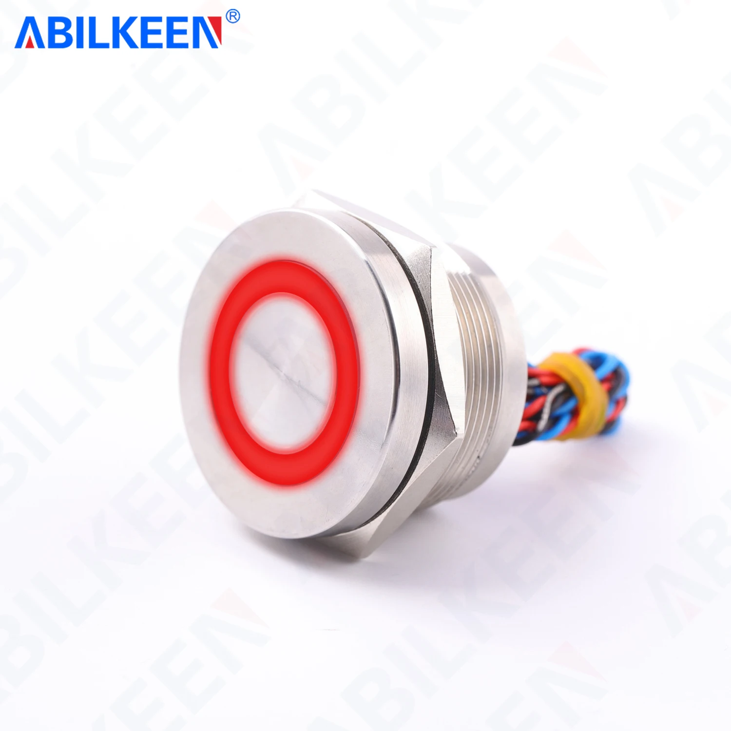 ABILKEEN 30MM 1NO Piezo Electric Switch 3-24V 2A Momentary/Latching Push Button with LED Ring Light Illuminate IP68 Waterproof