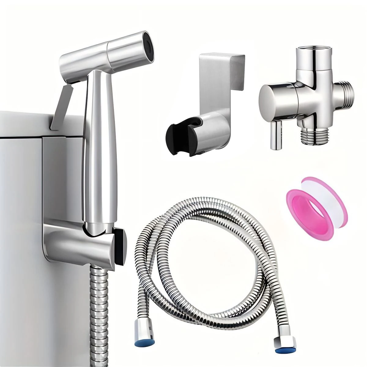 

Handheld Bidet Toilet Sprayer Set Stainless Steel Bidet Faucet Wall Mounted Toilet Spray Gun Bathroom Shower Head Self Cleaning