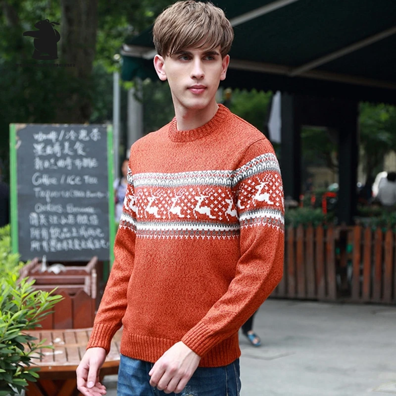 Winter Men's Wool Pullover Christmas Sweater Multicolor Cowl Neck Sweater Men Clothing Cashmere Sweaters Pull Homme AF7721