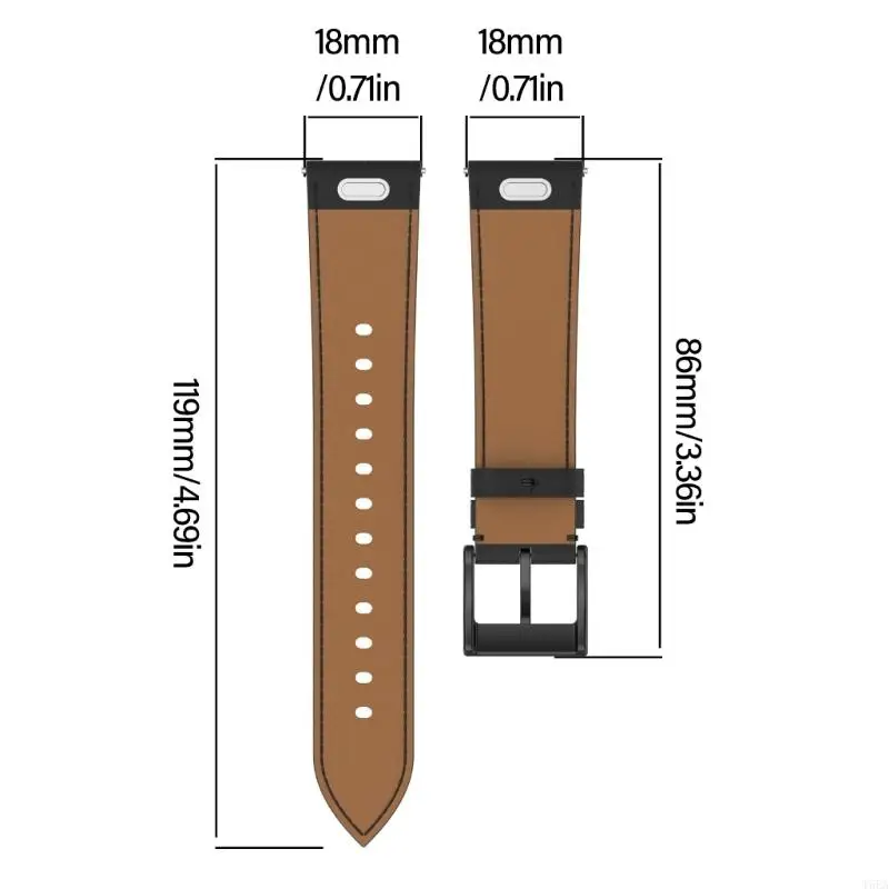 T5EA Universal 18mm Leather Watch Band Pu Leather Watch Band Most Smartwatch Fixing سريعًا لمشاهدة GT5