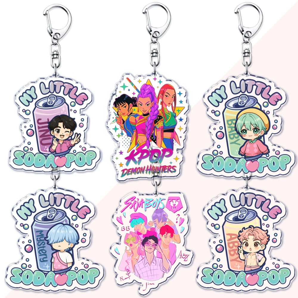 

Cute Kpop Movie Demon Hunters Huntrix Saja Boys Keychains for Accessories Jewelry Rumi Zoey Jinu Derpy Tiger Keyrings Fans Gifts